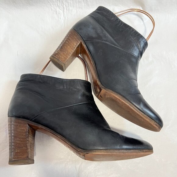 Maison Margiela boots EU 38.5 US womens 8.5 black leather block heel ankle short - Picture 7 of 13